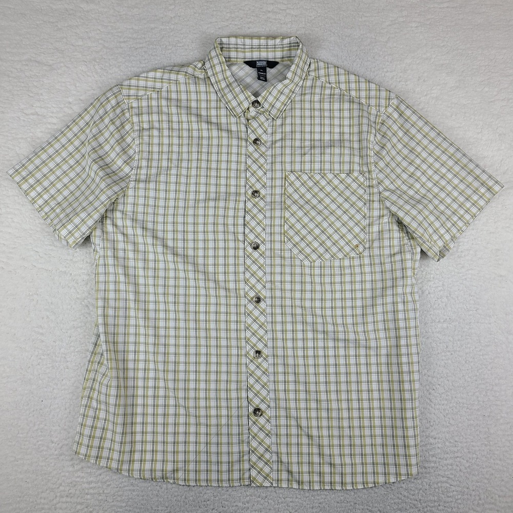 Alaskan Hardgear Duluth Shirt Mens XL Beige Gray Plaid Standard Fit Outdoor Vent
